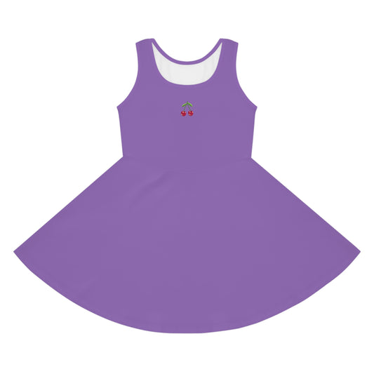 Girls' Light Purple Sleeveless Sundress (AOP)