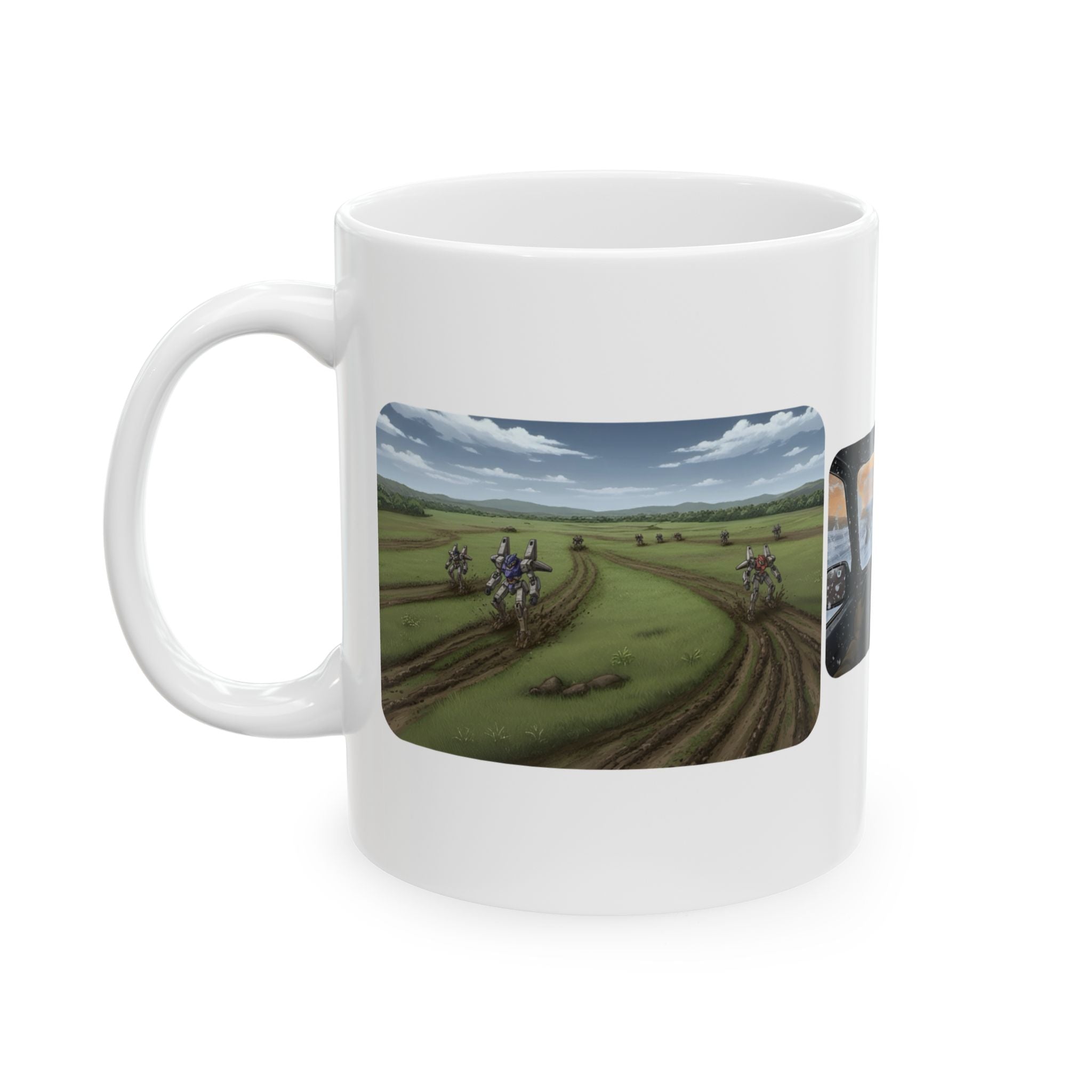Mech Anime Racing Adventure White Ceramic Mug — Find Your Path To The Essentials Cup (11oz & 15oz)