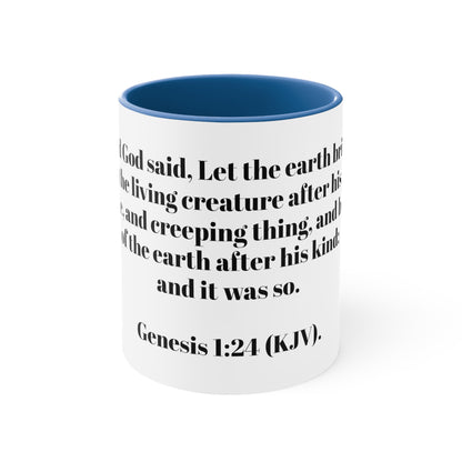 Bible Speaks Gen 1:24 Accent Mug, 11oz