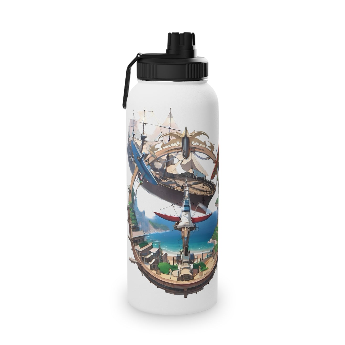 Nautical Helm Stainless Steel Water Bottle, Sports Lid