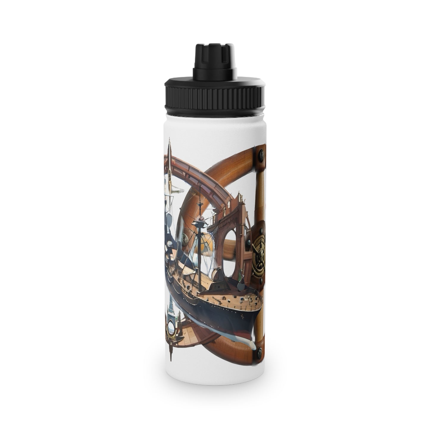 Nautical Helm Stainless Steel Water Bottle, Sports Lid