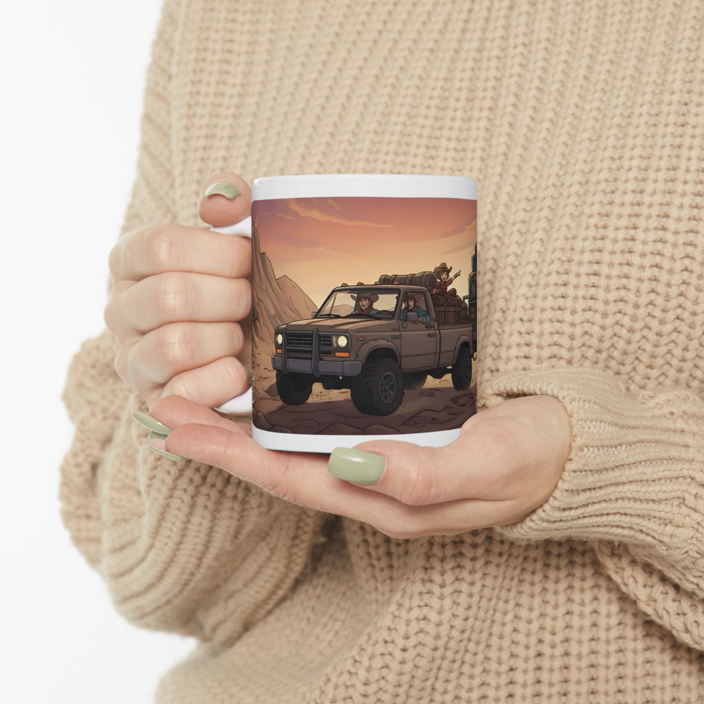 Adventure 4x4 Trucks #20, Wrangler Cowboy Ranchers On The Go White Ceramic Mug — Find Your Path To The Essentials Cup (11oz & 15oz)