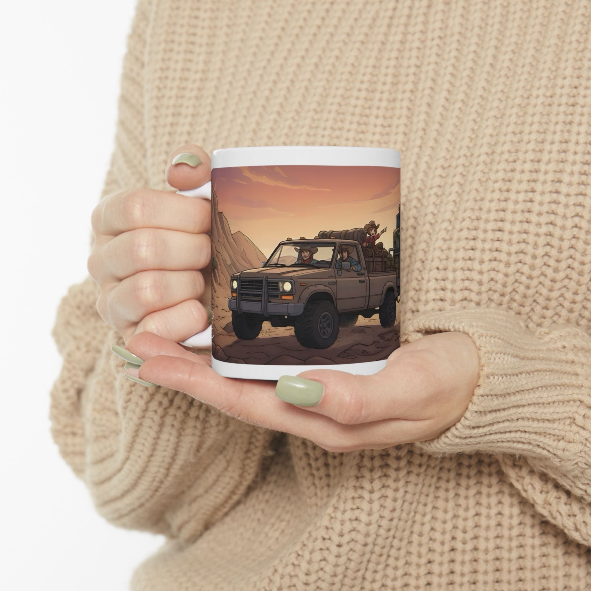 Adventure 4x4 Trucks #20, Wrangler Cowboy Ranchers On The Go White Ceramic Mug — Find Your Path To The Essentials Cup (11oz & 15oz)