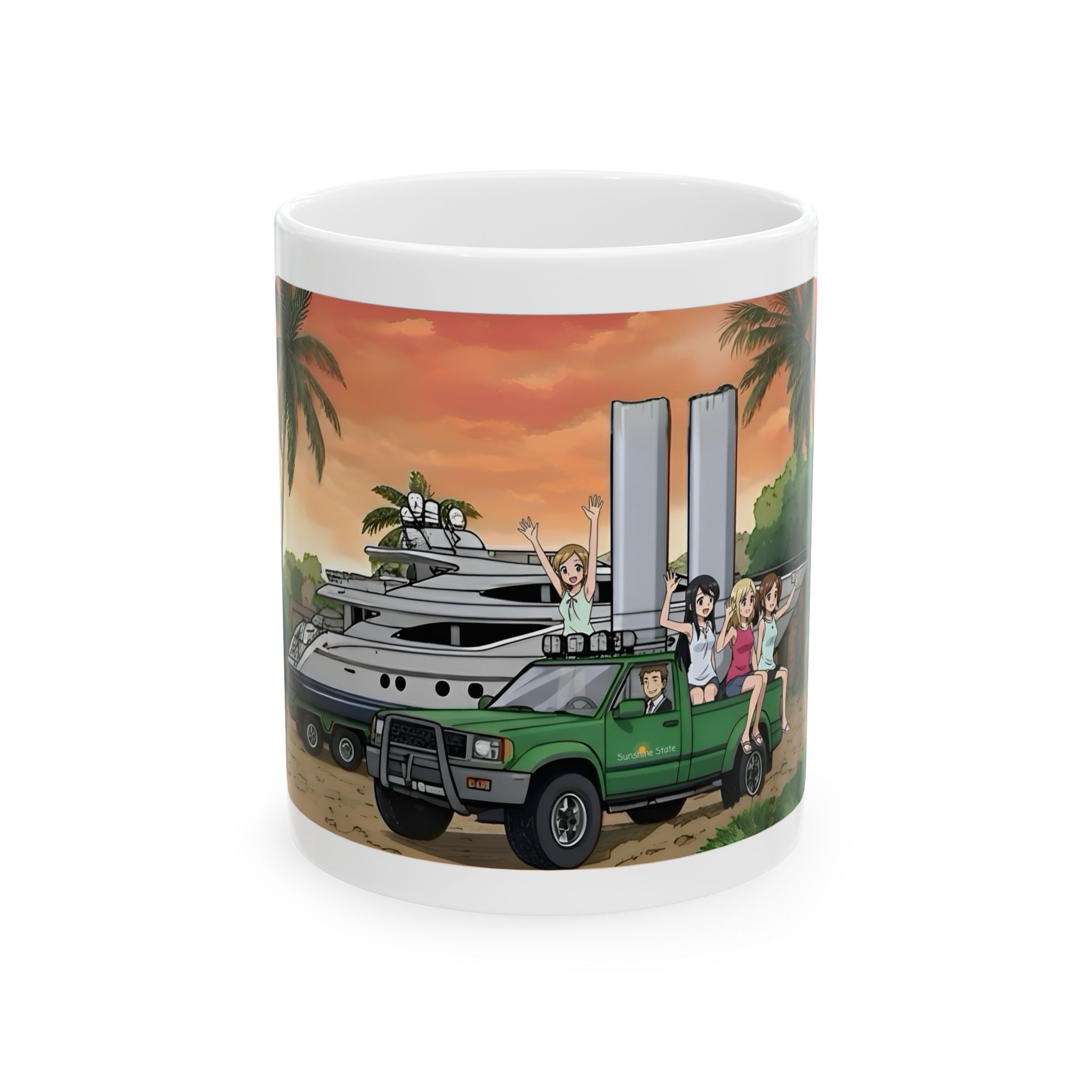 Sunshine State Pickup Trucks #6 Yacht Hauler White Ceramic Mug – Celebrating Companionship, Creativity & Life’s Little Wonders Cup (11oz/15oz)