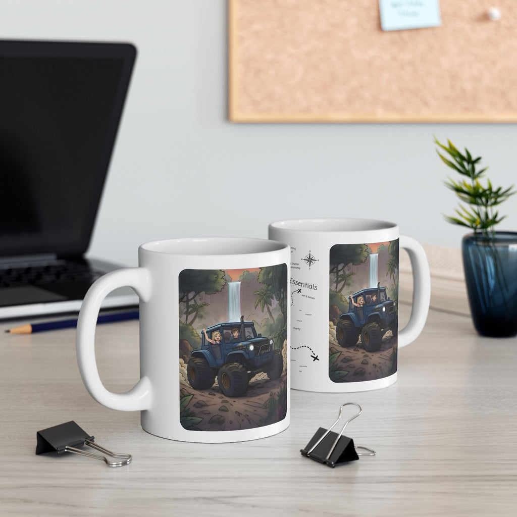 Adventure 4x4 Trucks #14, Farm Workers On The Go White Ceramic Mug — Find Your Path To The Essentials Cup (11oz & 15oz)