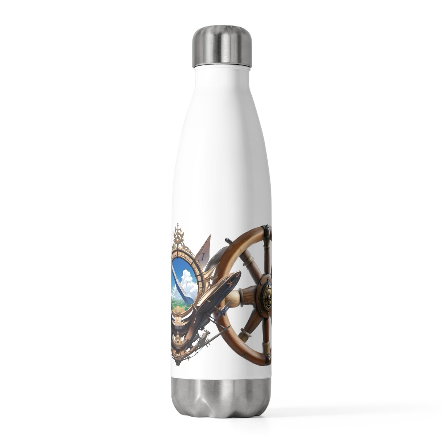 Nautical Helm 20oz Insulated Bottle, White