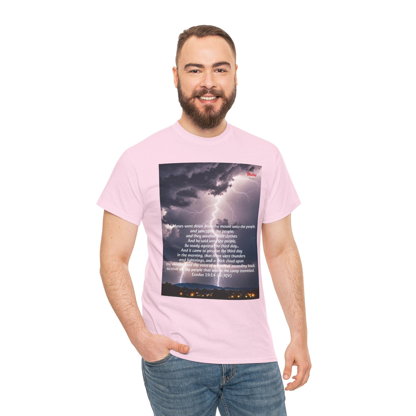 Lightning Style People Tremble Unisex Heavy Cotton Tee, Dual Side, W Font