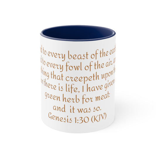 Bible Speaks Gen 1:30 Accent Mug, 11oz