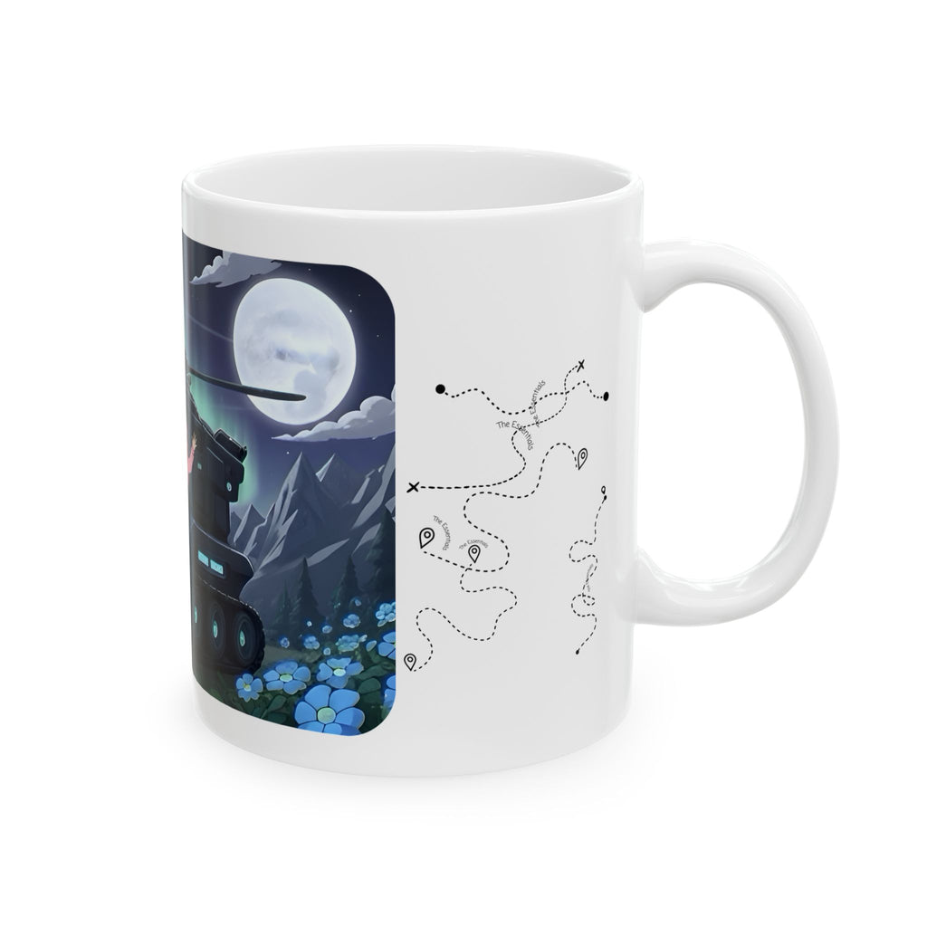Flying Heli Tank & The Aurora Borealis White Ceramic Mug – Friends, Family & Imaginative Adventures, Celebrating Companionship, Creativity & Life’s Little Wonders Cup (11oz/15oz)