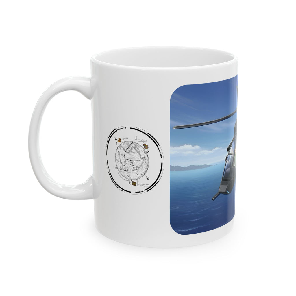 Touring Heli Over Glam City Coast White Ceramic Mug – Friends, Family & Imaginative Adventures, Celebrating Companionship, Creativity & Life’s Little Wonders Cup (11oz/15oz)