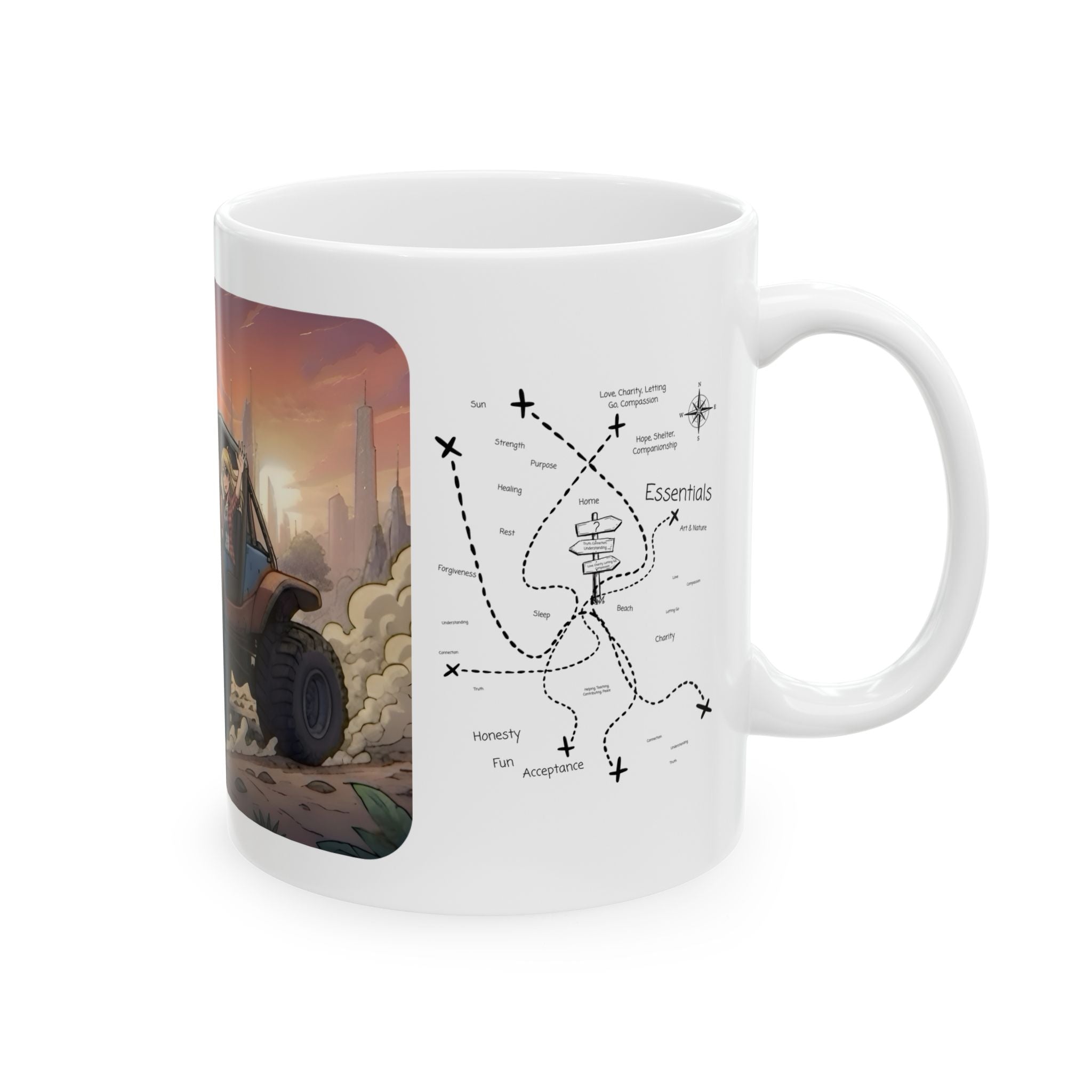 Adventure 4x4 Trucks #16, Freedom Buggy Lovers On The Go White Ceramic Mug — Find Your Path To The Essentials Cup (11oz & 15oz)
