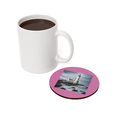 Matiby Lighthouse Light Pink Cork Back Coaster