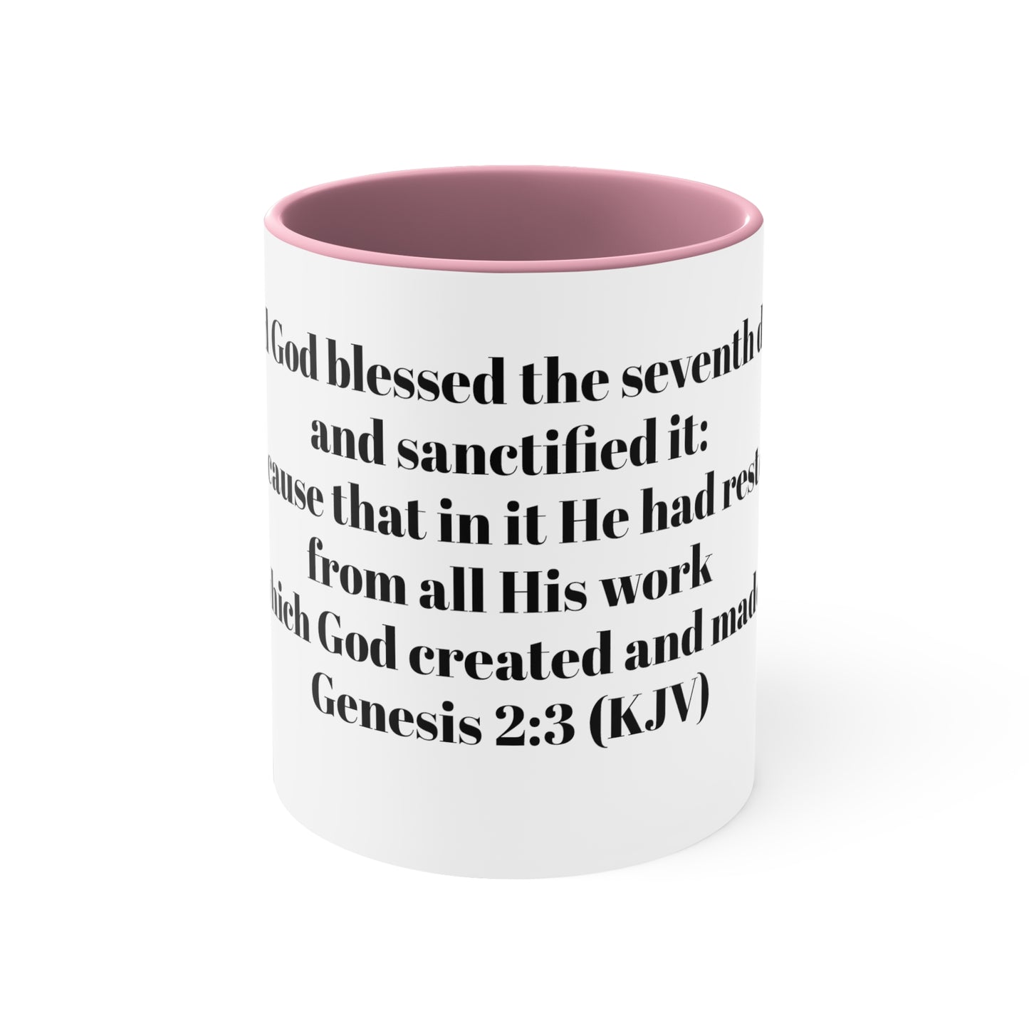 Bible Speaks Gen 2:3 Accent Mug, 11oz