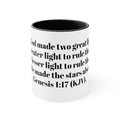 Bible Speaks Gen 1:17 Accent Mug, 11oz