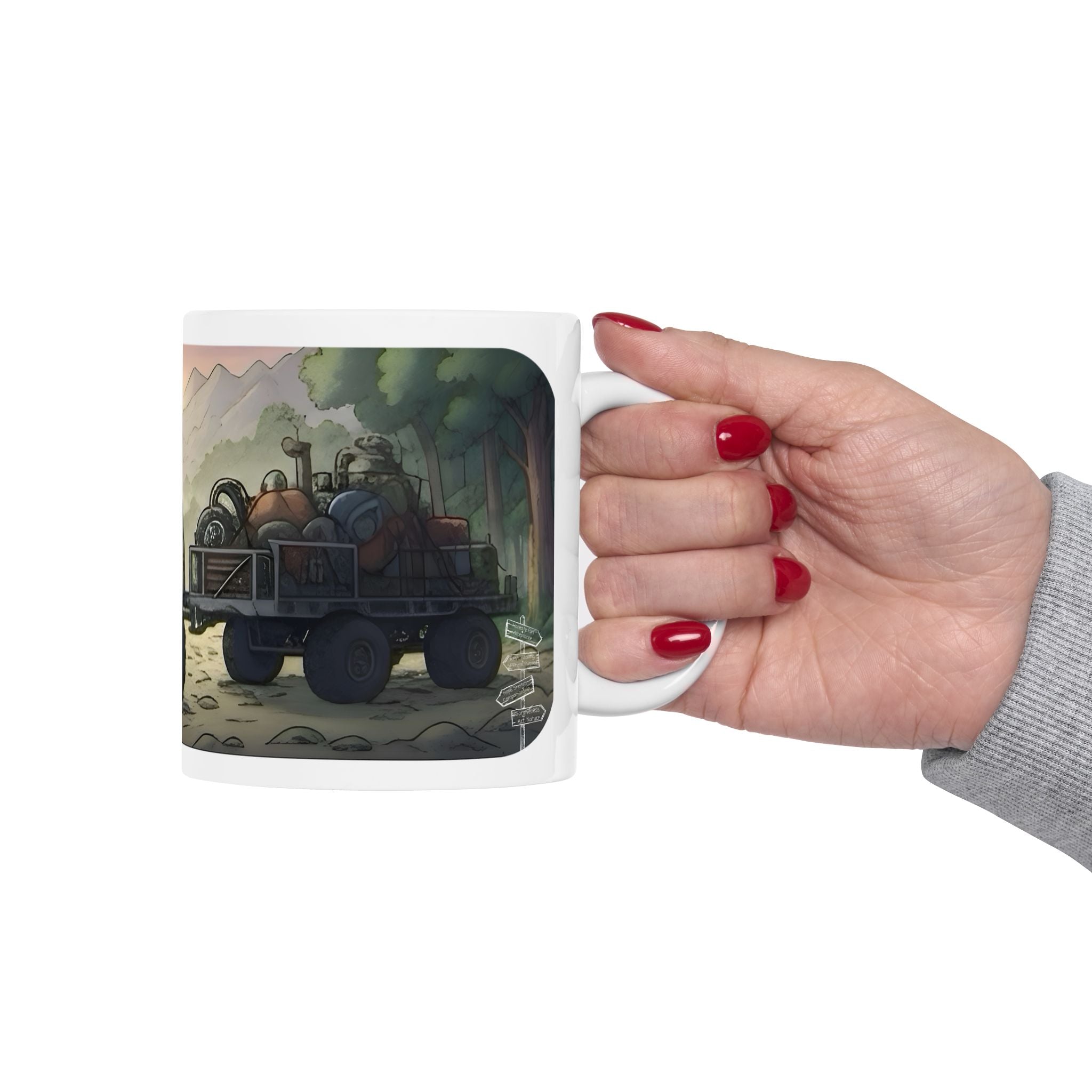 Adventure 4x4 Trucks #48, College Grads On The Move White Ceramic Mug — Find Your Path To The Essentials Cup (11oz & 15oz)