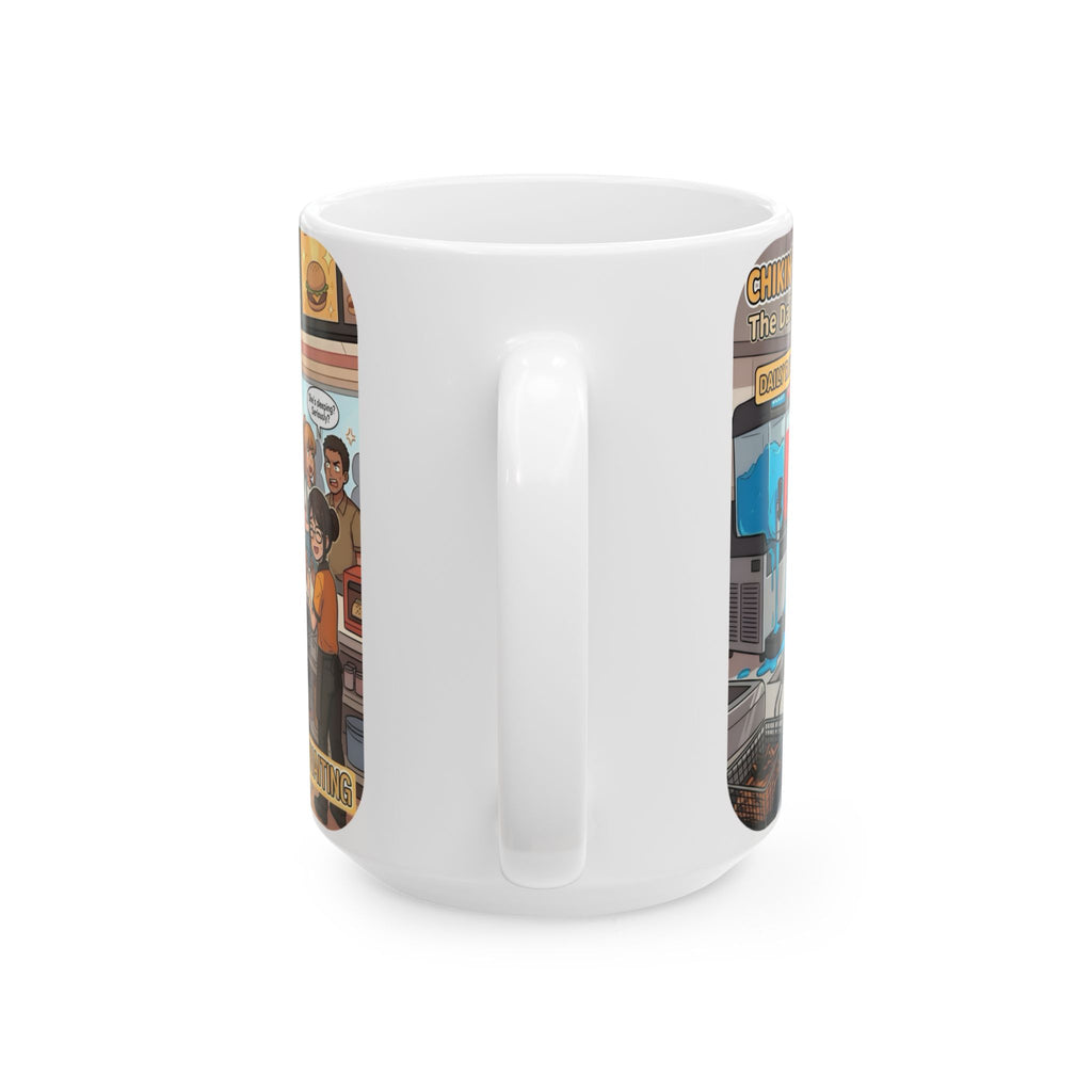 Funny Fast-Food Shift White Ceramic Mug – “Worst Nightmares” Comic Cafe Cup (11oz/15oz)