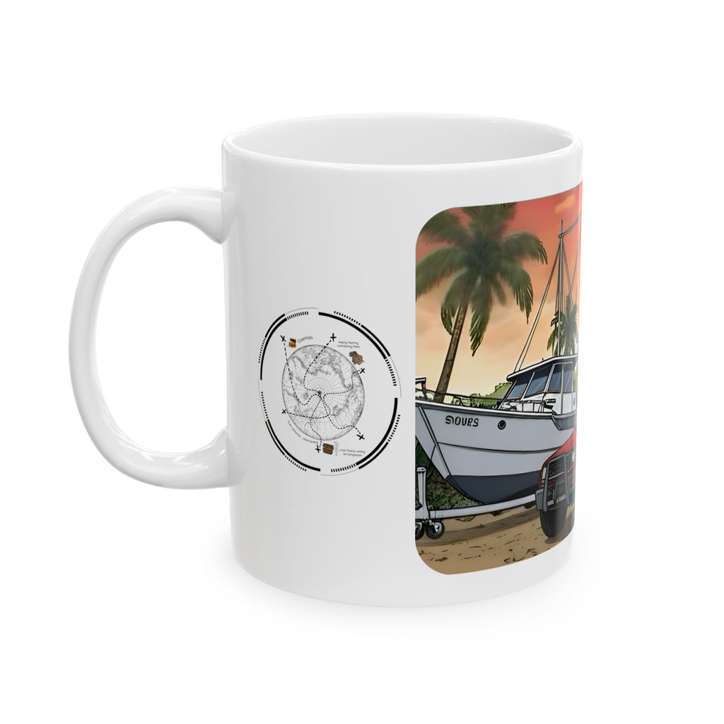 Sunshine State Pickup Trucks #13 Fishing Boat Hauler White Ceramic Mug – Celebrating Companionship, Creativity & Life’s Little Wonders Cup (11oz/15oz)