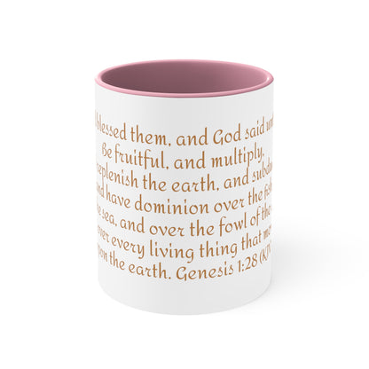 Bible Speaks Gen 1:28 Accent Mug, 11oz