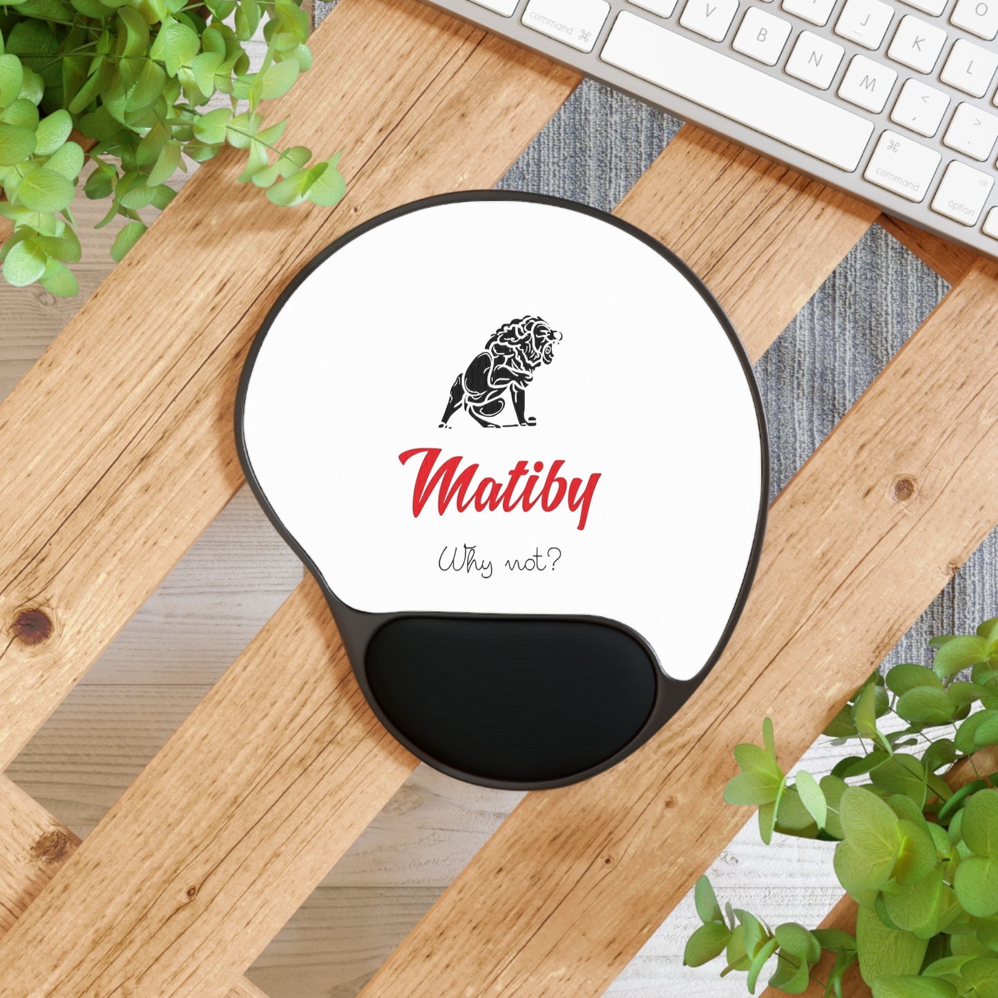 Matiby White Mouse Pad With Wrist Rest