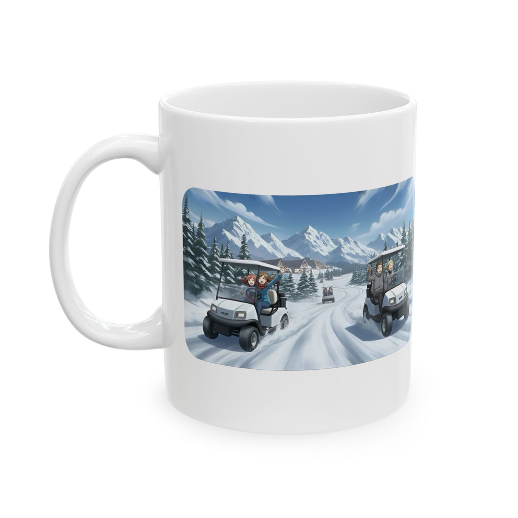 Anime Golf Cart Seasonal & City Adventures #8 White Ceramic Mug — Find Your Path To The Essentials Cup (11oz & 15oz)