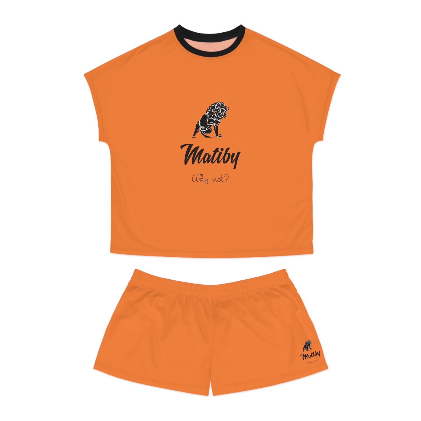 Matiby Lion Women's Orange Short Pajama Set (AOP)