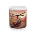 Flying Motorcycles White Ceramic Mug – Friends, Family & Imaginative Adventures, Celebrating Companionship, Creativity & Life’s Little Wonders Cup (11oz/15oz)