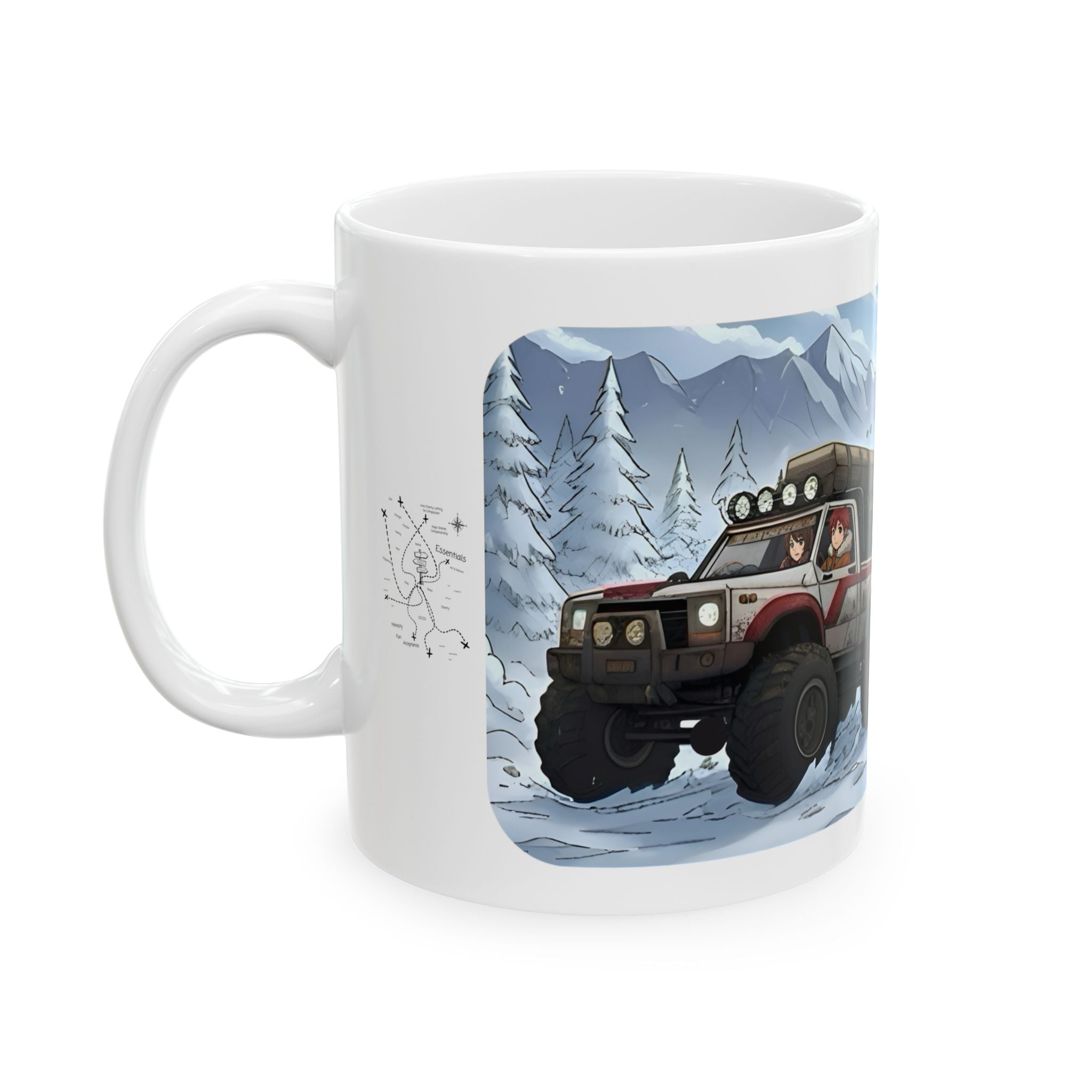 Adventure 4x4 Trucks #55, Ice Road Haulers White Ceramic Mug — Find Your Path To The Essentials Cup (11oz & 15oz)
