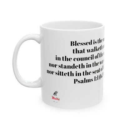 Bible Speaks Psalms 1:1 Ceramic Mug, 11oz