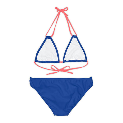 Dark Blue Strappy Bikini Set (AOP)