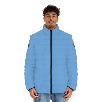 Men's Light Blue Puffer Jacket (AOP)