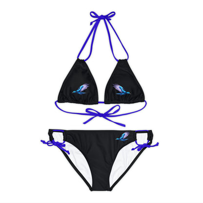 Black Strappy Bikini Set (AOP)