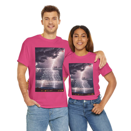 Lightning Style People Tremble Unisex Heavy Cotton Tee, Dual Side, W Font