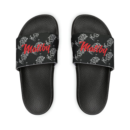 Matiby Lion Men's Black PU Slide Sandals