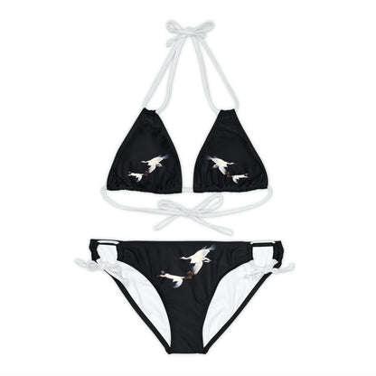 Black Strappy Bikini Set (AOP)