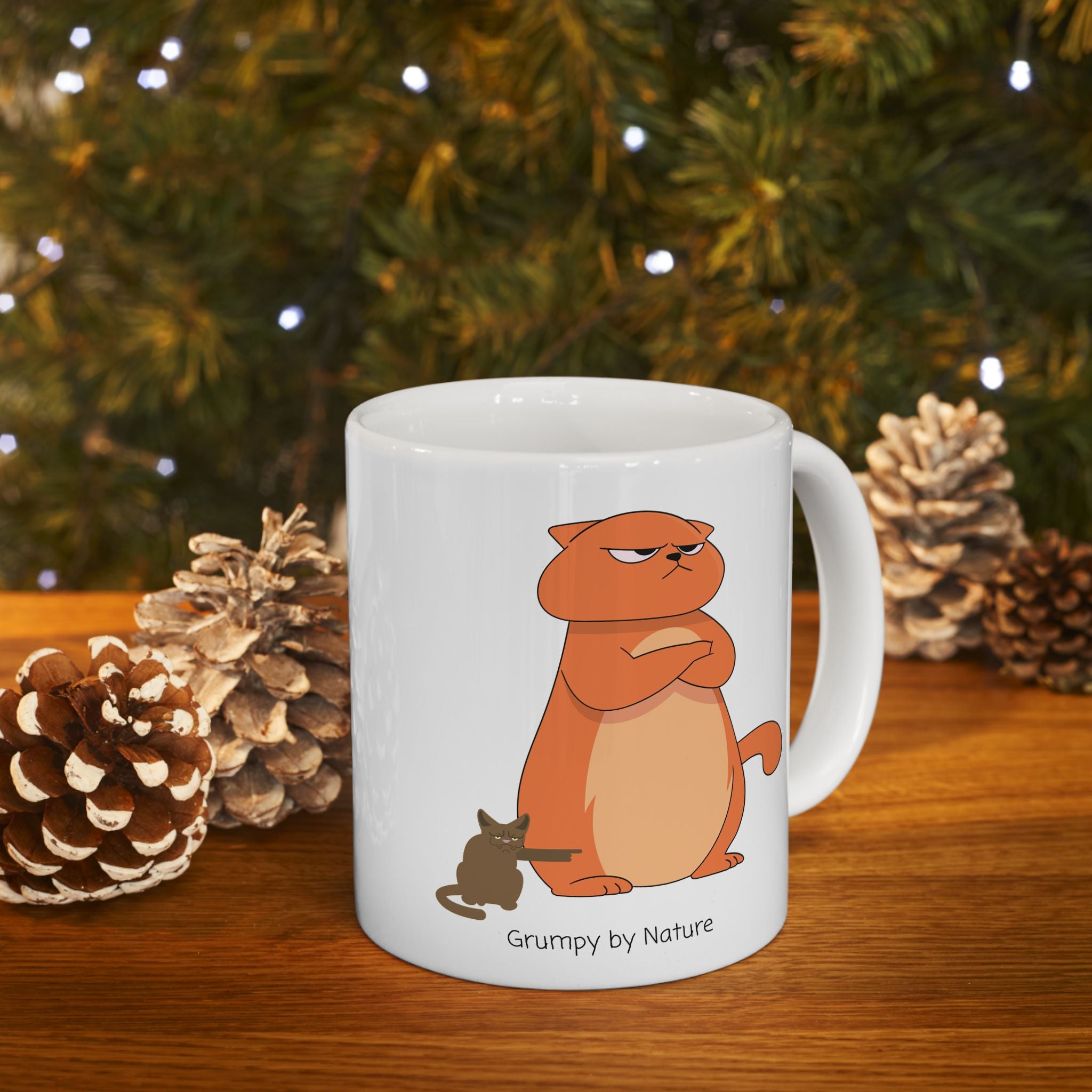 Grumpy By Nature Cat Lover White Ceramic Mug — Bossy Cats Cup 11oz & 15oz