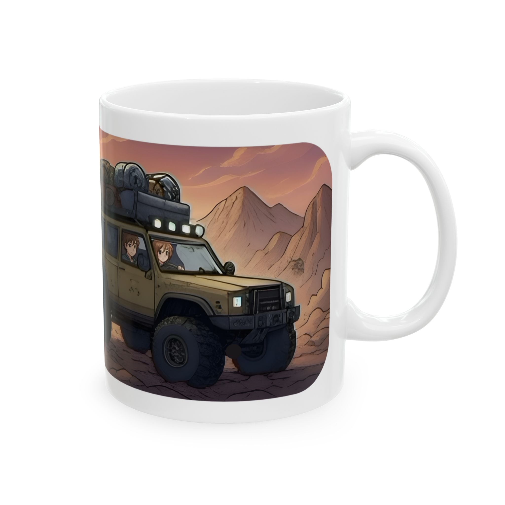 Adventure 4x4 Trucks #44, Globe Trekkers White Ceramic Mug — Find Your Path To The Essentials Cup (11oz & 15oz)