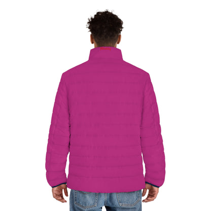 Men's Dark Pink Puffer Jacket (AOP)