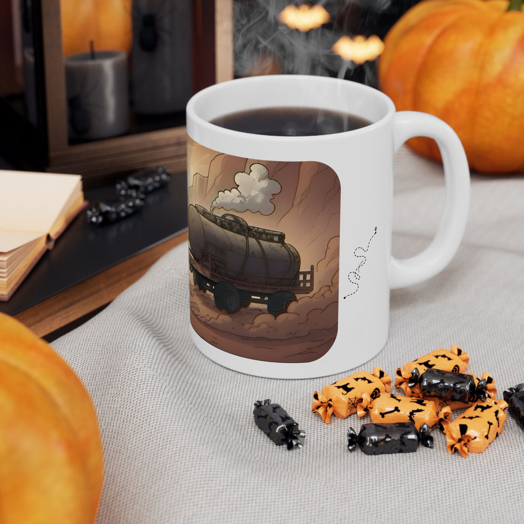 Adventure 4x4 Trucks #53, Grain Haulers White Ceramic Mug — Find Your Path To The Essentials Cup (11oz & 15oz)