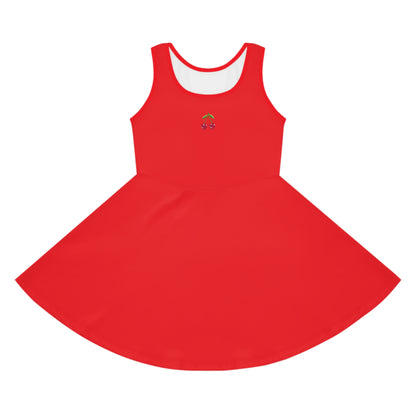 Girls' "Rojo" Red Sleeveless Sundress (AOP)