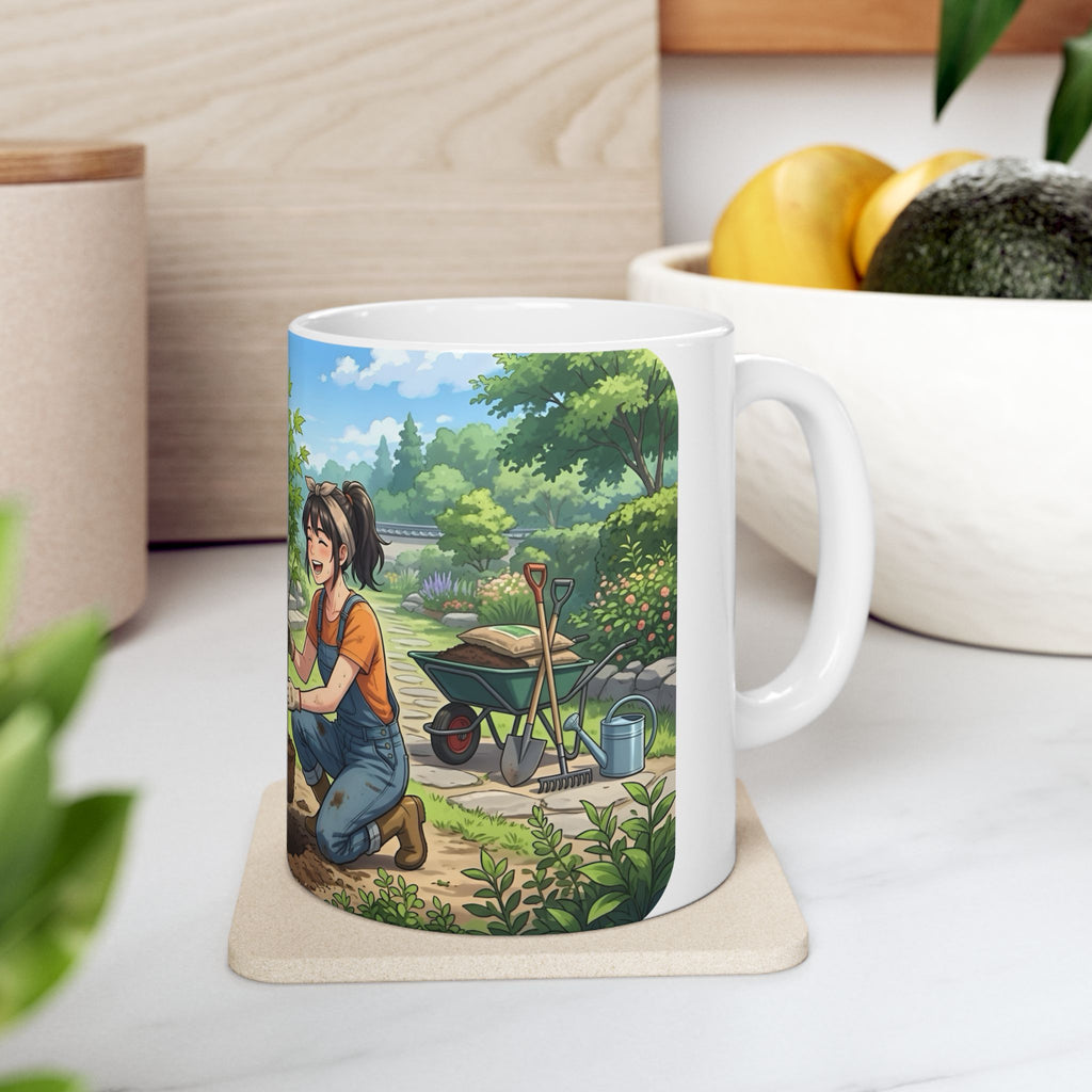 Gardening Couple White Ceramic Mug – Joy Planting Together Countryside Cup 11oz/15oz