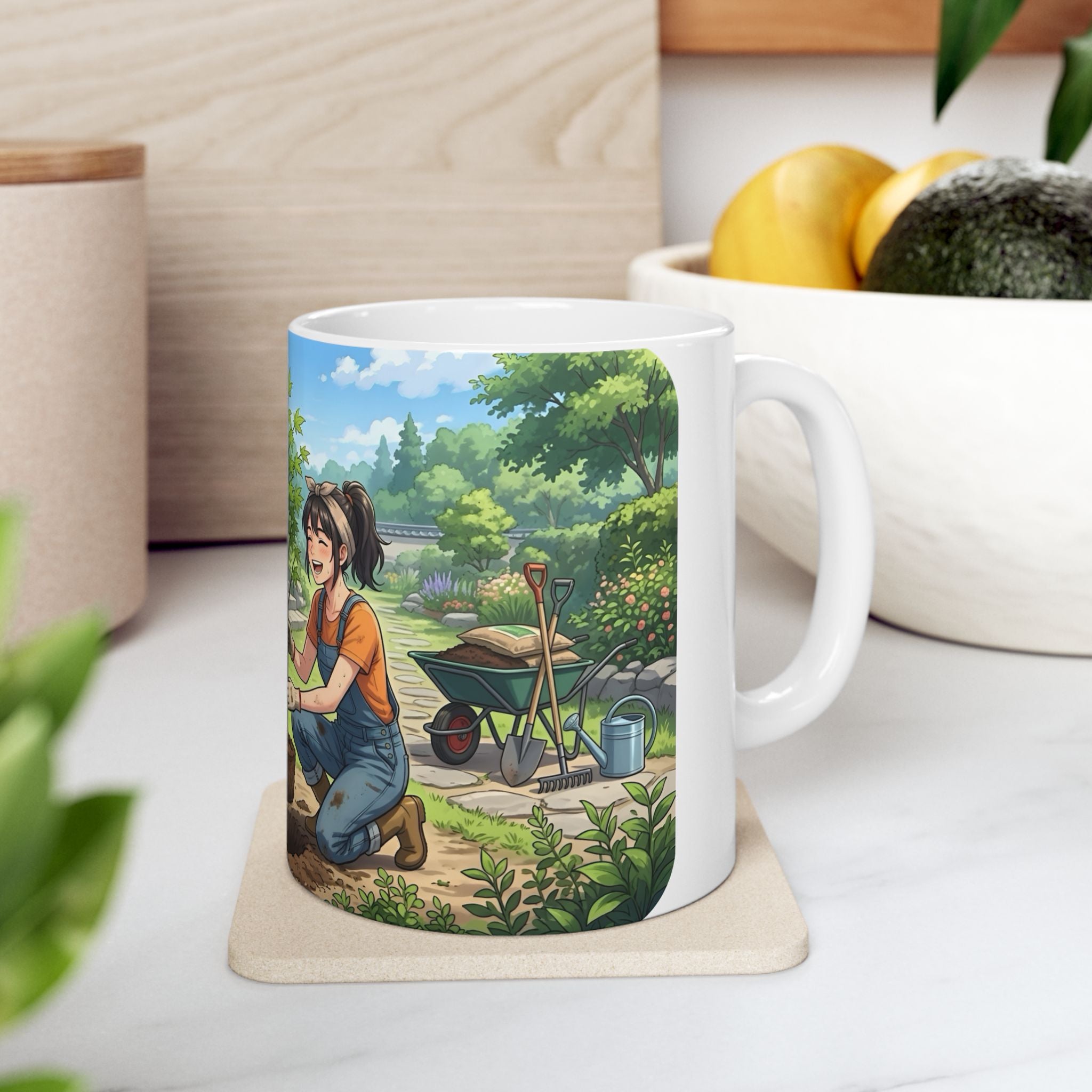Gardening Couple White Ceramic Mug – Joy Planting Together Countryside Cup 11oz/15oz