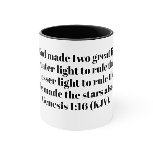 Bible Speaks Gen 1:16 Accent Mug, 11oz