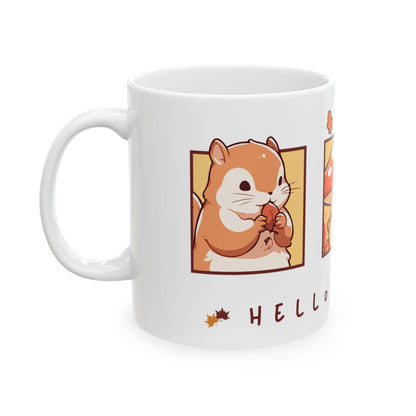 Journeys Hello Autumn Seasons of Change Ceramic Mugs, Gifts for Pet Lovers, Mugs for Animal Lovers, Cute Seasonal Mugs, Mug for All Occasions, Thanksgiving Mug