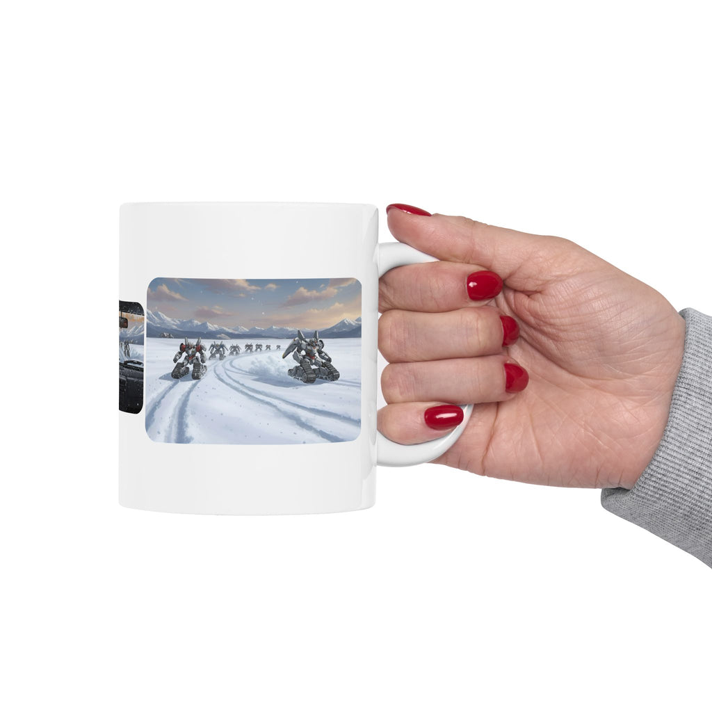 Mech Anime Racing Adventure White Ceramic Mug — Find Your Path To The Essentials Cup (11oz & 15oz)