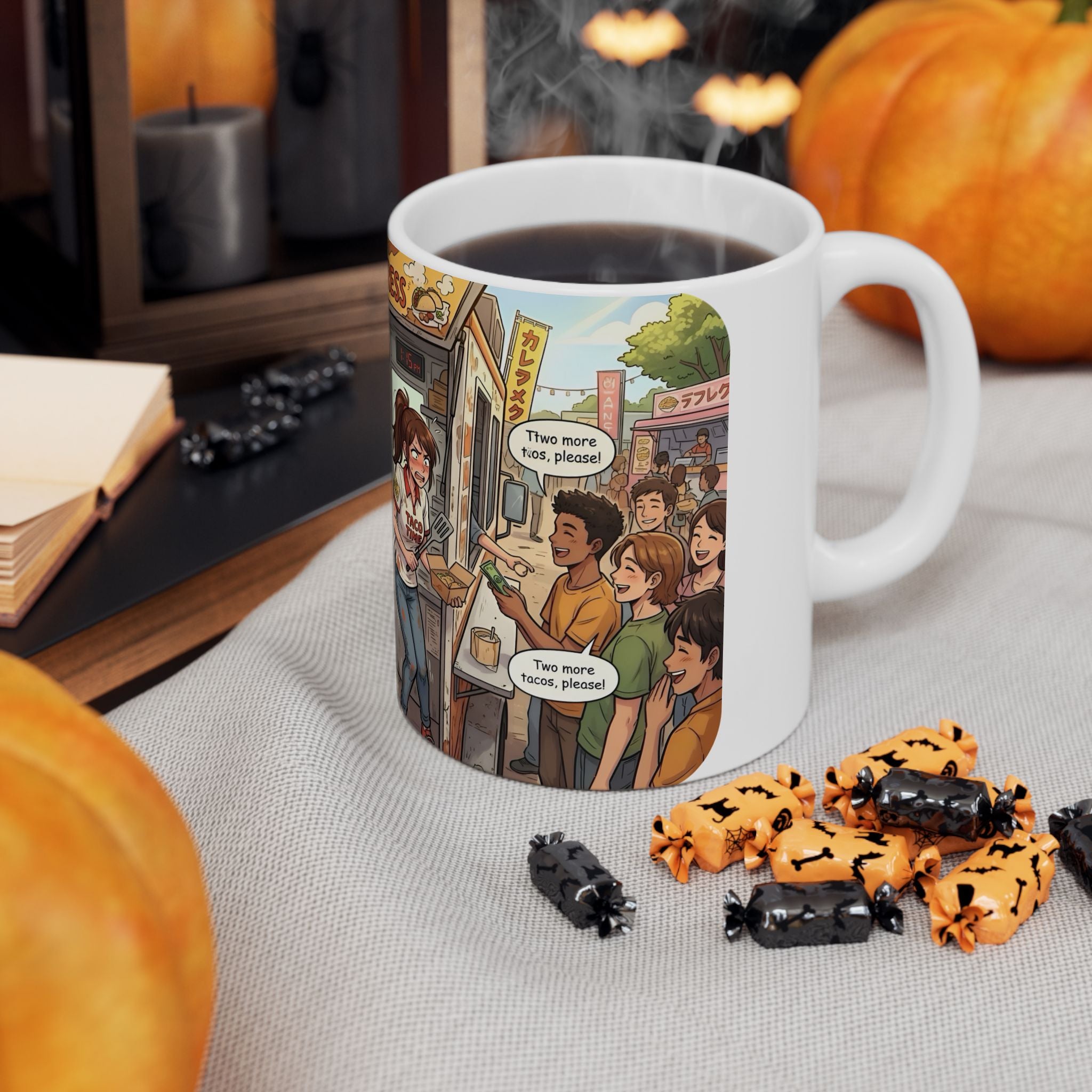 The Hungry Express "Gotta Go" White Ceramic Mug, Busy Food Truck Crew Cup (11oz/15oz)