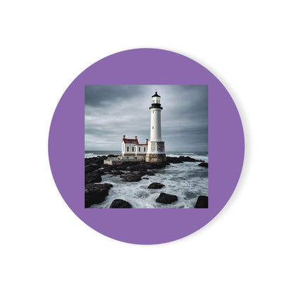 Matiby Lighthouse Light Purple Cork Back Coaster