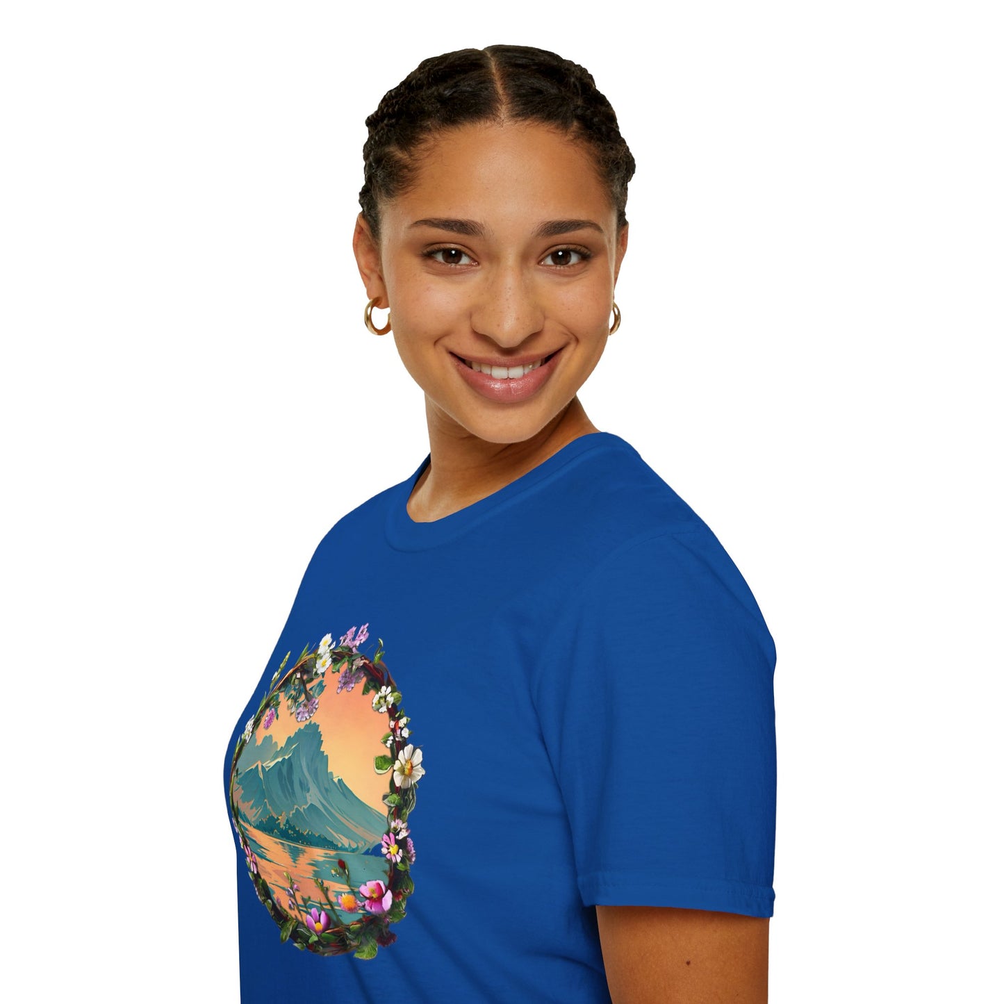 Japanese Blue Rose Landscape Unisex Softstyle T-Shirt