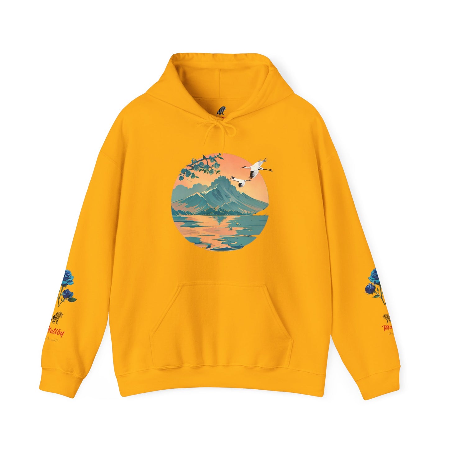 Japanese Blue Roses Landscape Unisex Heavy Blend™ Hooded Sweatshirt