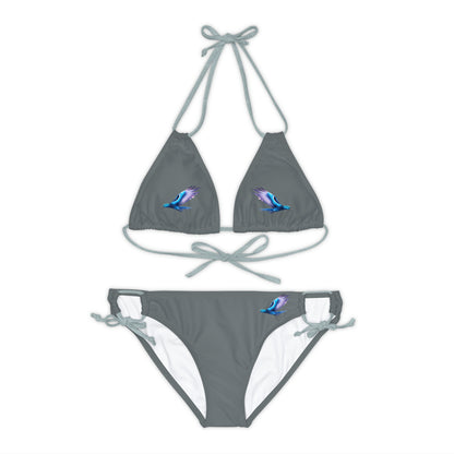 Dark Grey Strappy Bikini Set (AOP)