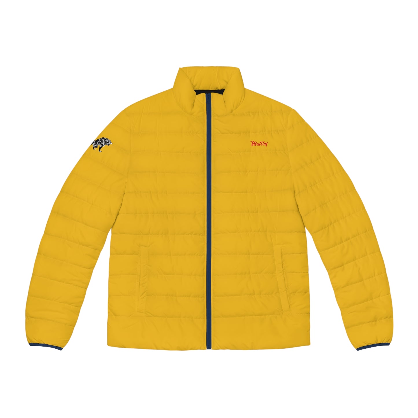 Men's Yellow Puffer Jacket (AOP)